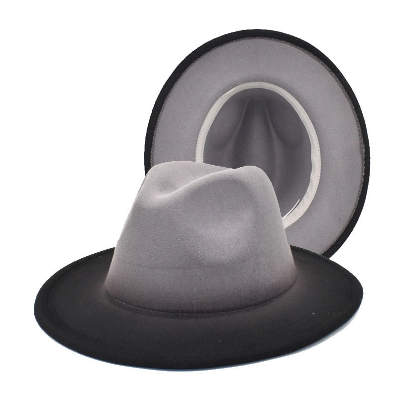 Color Matching New Gradient Jazz Hat Women's Fashion Woolen Hat Hat Men's Outdoor Sun Hat