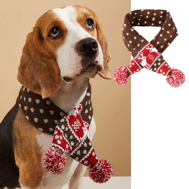 Cute Retro Polyester Christmas Stripe Pet Scarf