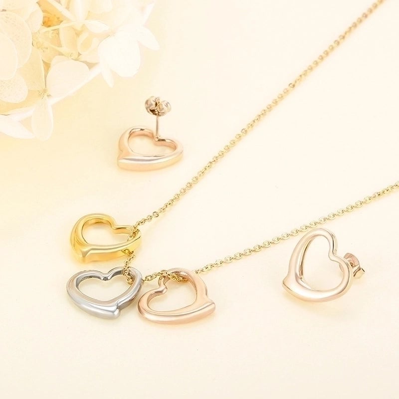 Titanium Steel 18K Gold Plated Fashion Heart