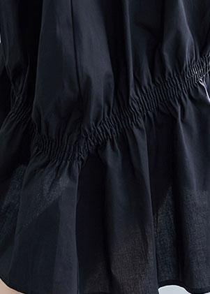 DIY v neck Cinched Cotton clothes Shape black Dresses