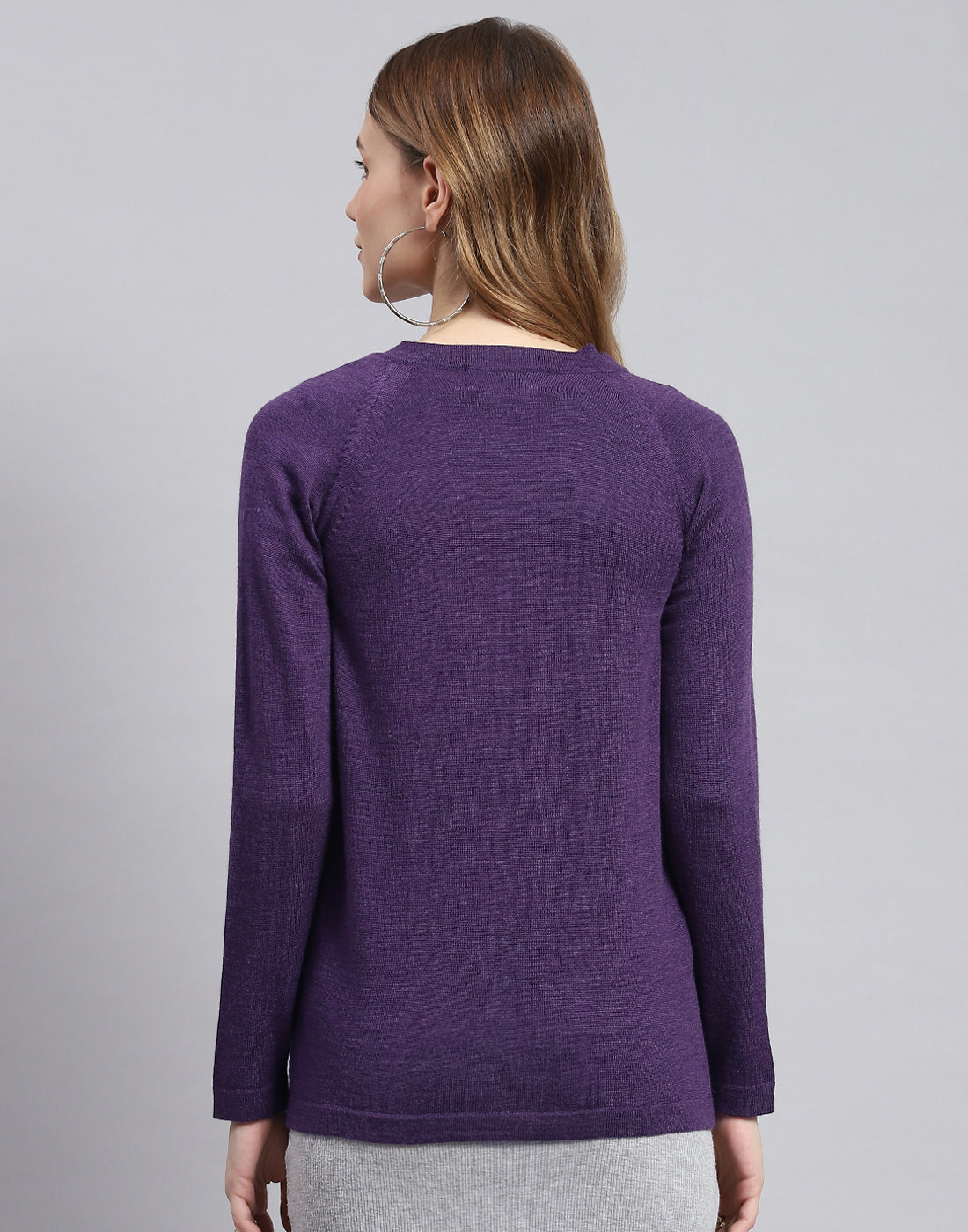 Women Purple Solid V Neck Full Sleeve Cardigans