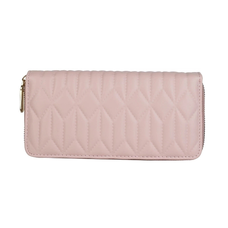 Women's Stripe Lingge Pu Leather Zipper Wallets