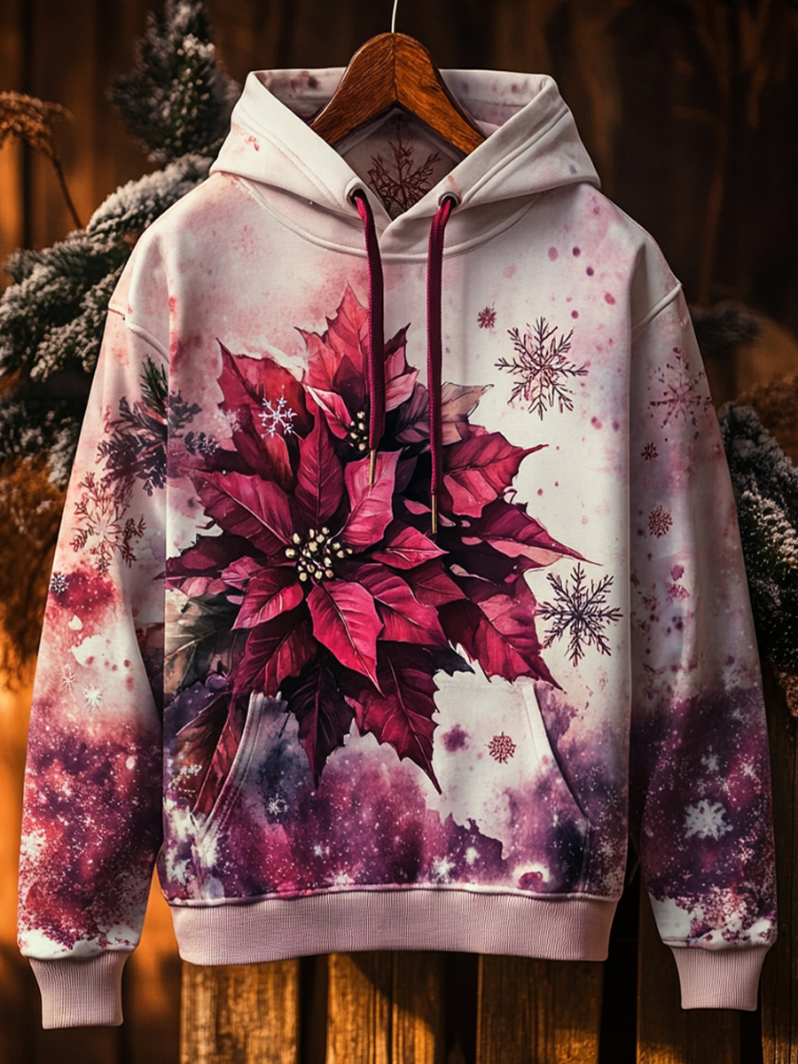 Christmas Flower Art Print Long Sleeve Hoodie