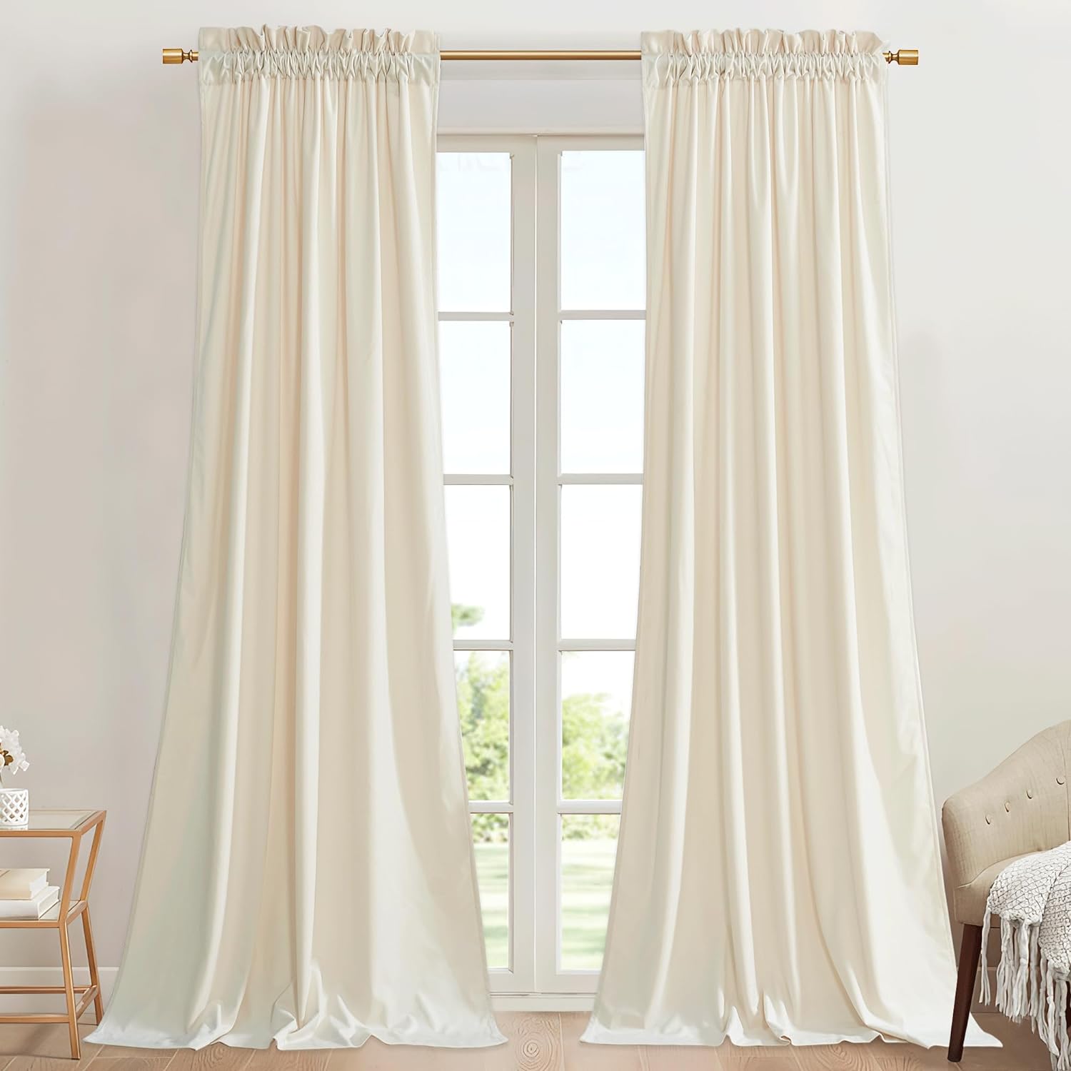Off White-Velvet Window Curtains (Ultra Soft)