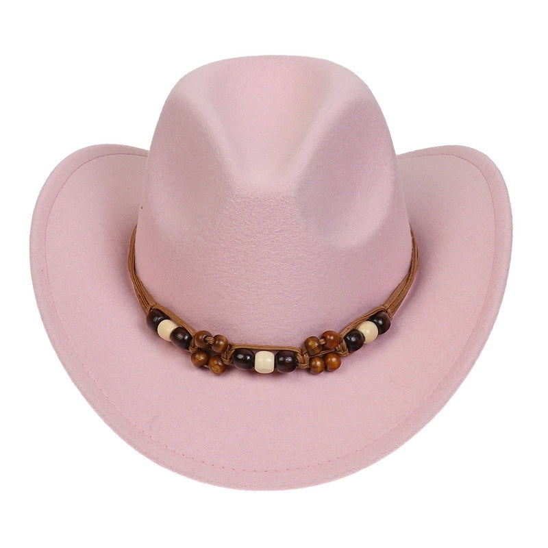 Tibetan Western Denim Top Hat Spring And Autumn New Jazz Hat Big Brim Five-pointed Star Belt Accessories Felt Hat For Men And Women