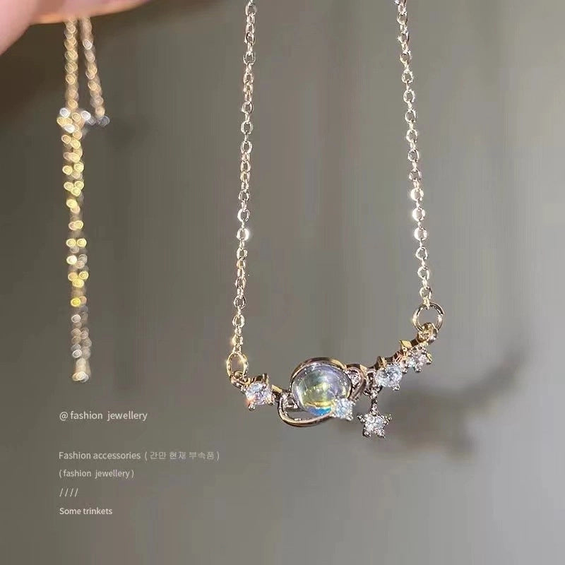 Minimalist Heart Shape Bow Knot Titanium Steel Inlay Zircon Pendant Necklace