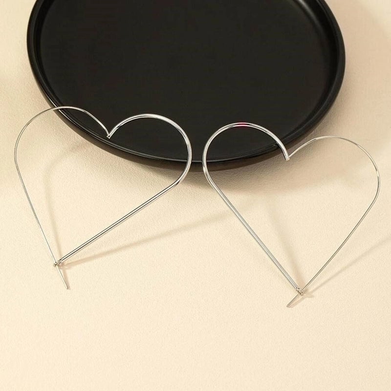 1 Pair Exaggerated Minimalist Heart Shape Plating Zinc Alloy 14K Gold Plated Hoop Earrings