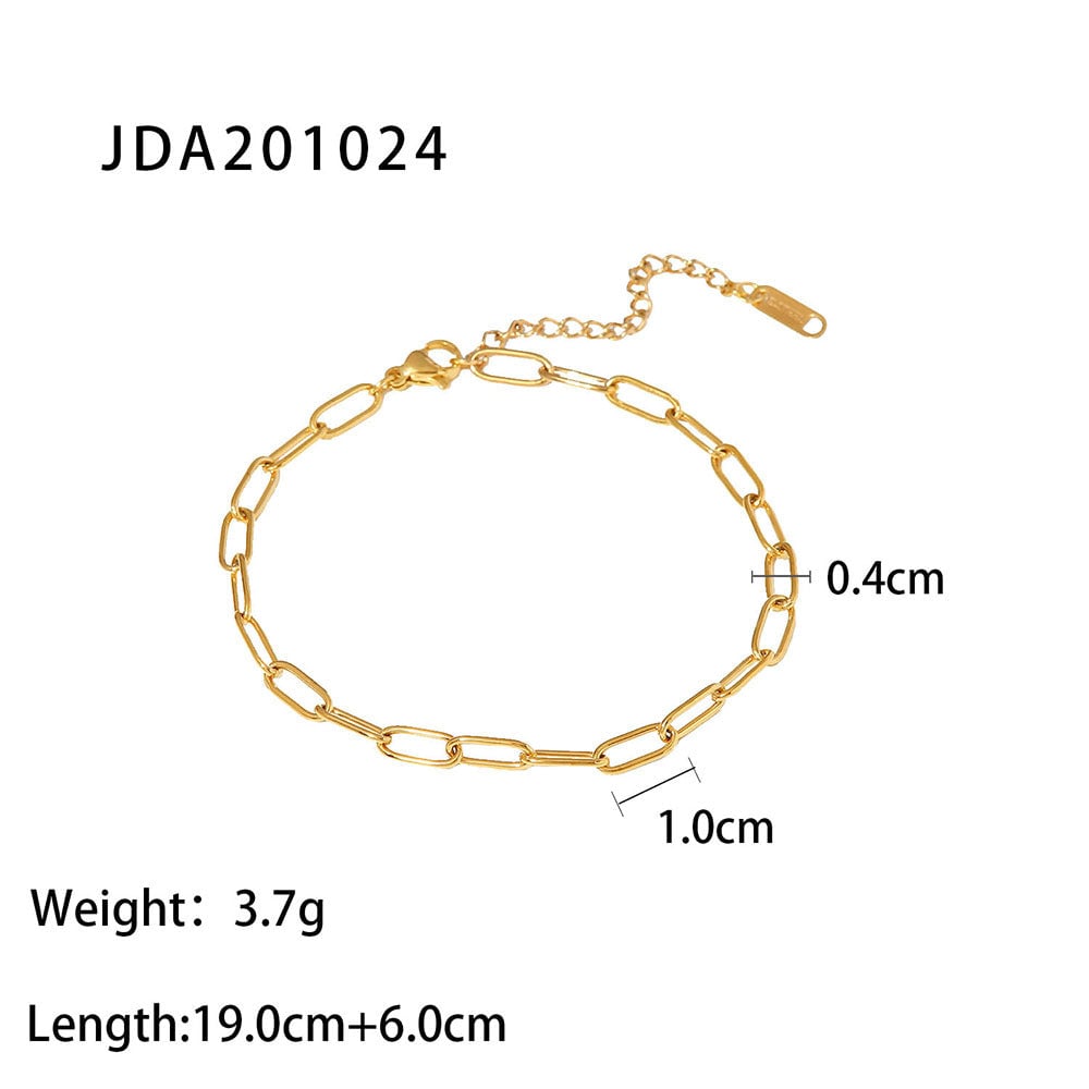 Women Minimalist Geometric Titanium Steel 18K Gold Plated Anklets