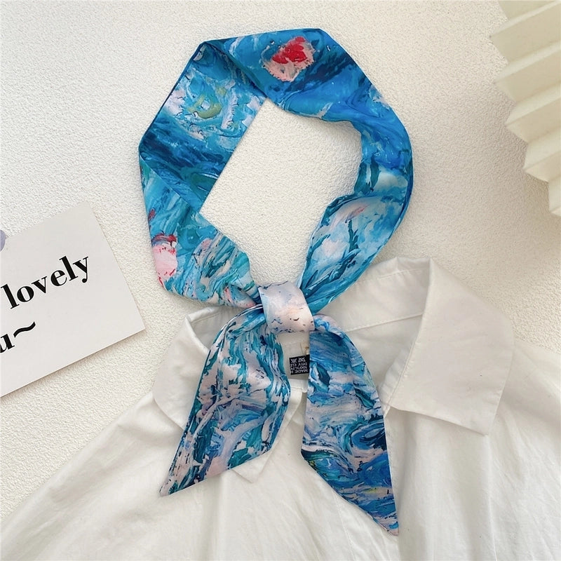 Women's Sweet Oil Painting Polyester Silk Scarves