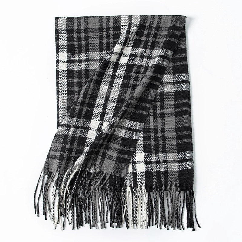 Women's Elegant Plaid Imitation Cashmere Tassel Scarf