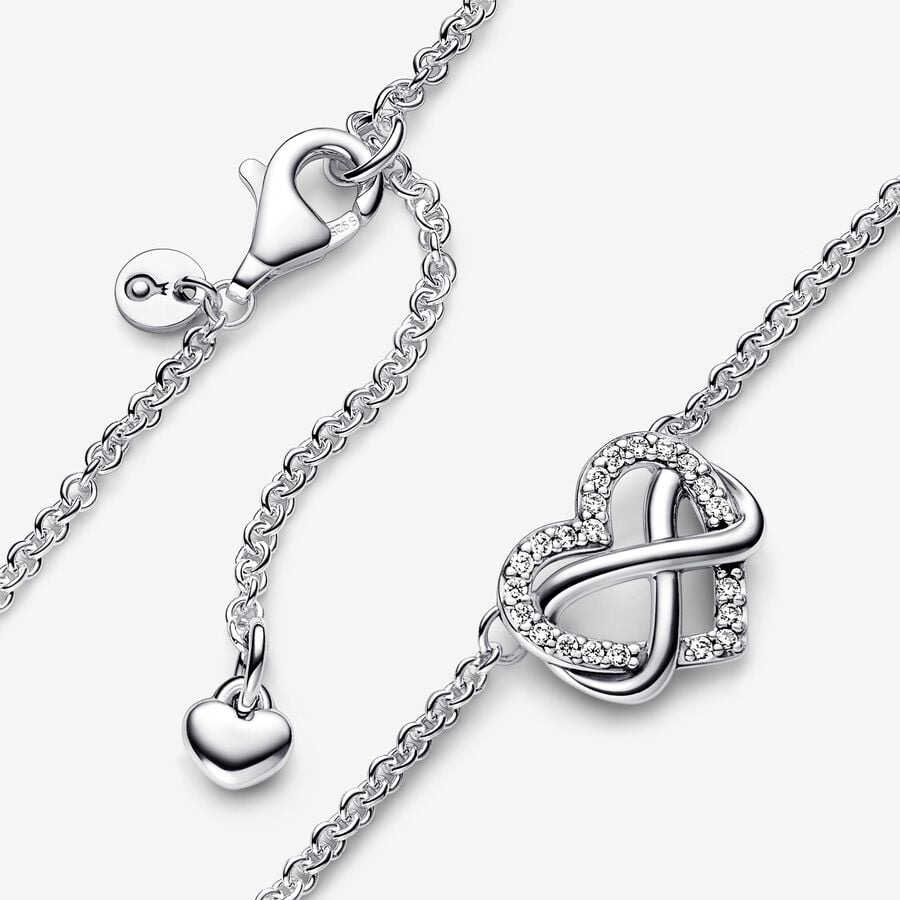 Sparkling Infinity Heart Pandora Collier Necklace