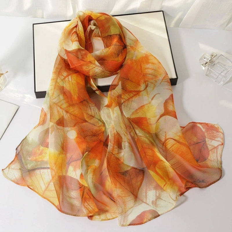 Women's Elegant Flower Georgette Silk Scarves