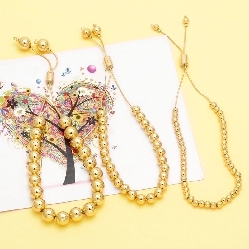 Basic Fashion Minimalist Round Copper Beaded Plating 18k Gold Plated Bracelets