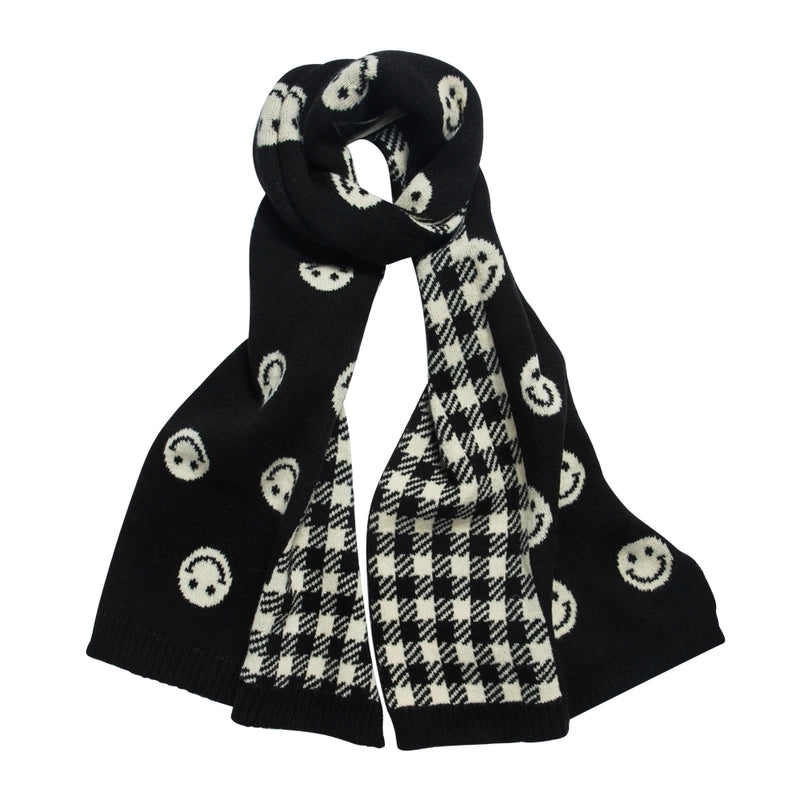 Unisex Fashion Plaid Smile Face Polyester Warm Knitted Winter Scarves 1 Piece