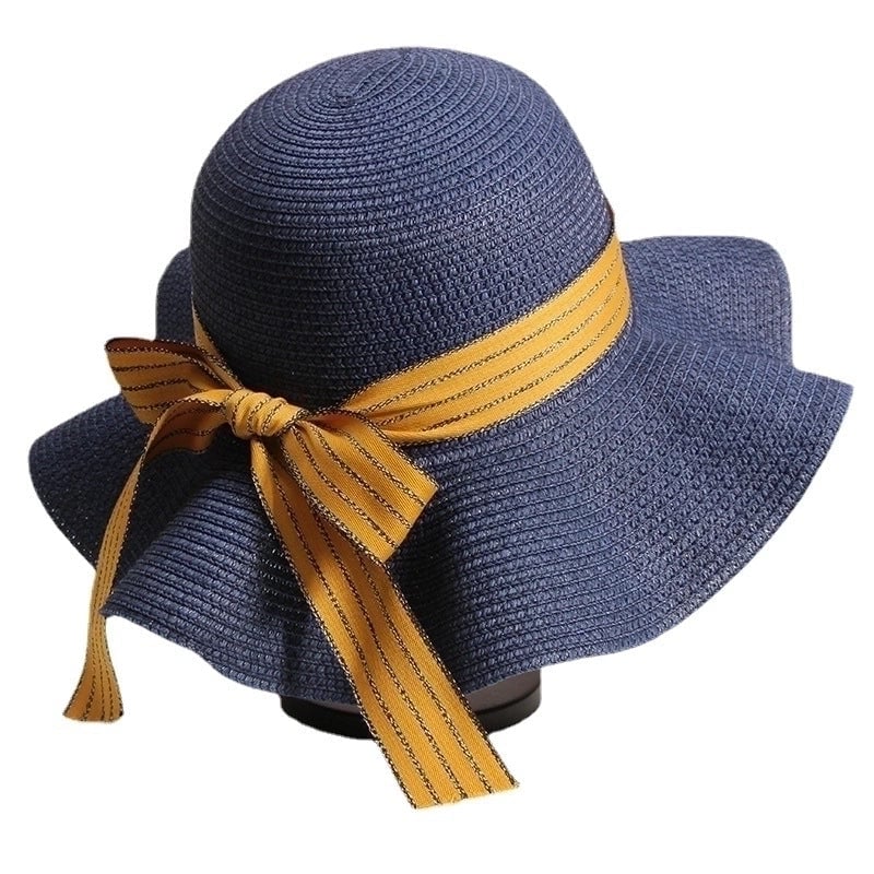 Women's Elegant Minimalist Color Block Wide Eaves Sun Hat