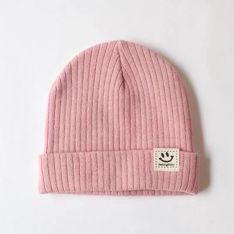 Popular Smile Face Baby Wool Hat Autumn And Winter Warm Boys And Girls Baby Knitted Hat Children One-piece Delivery