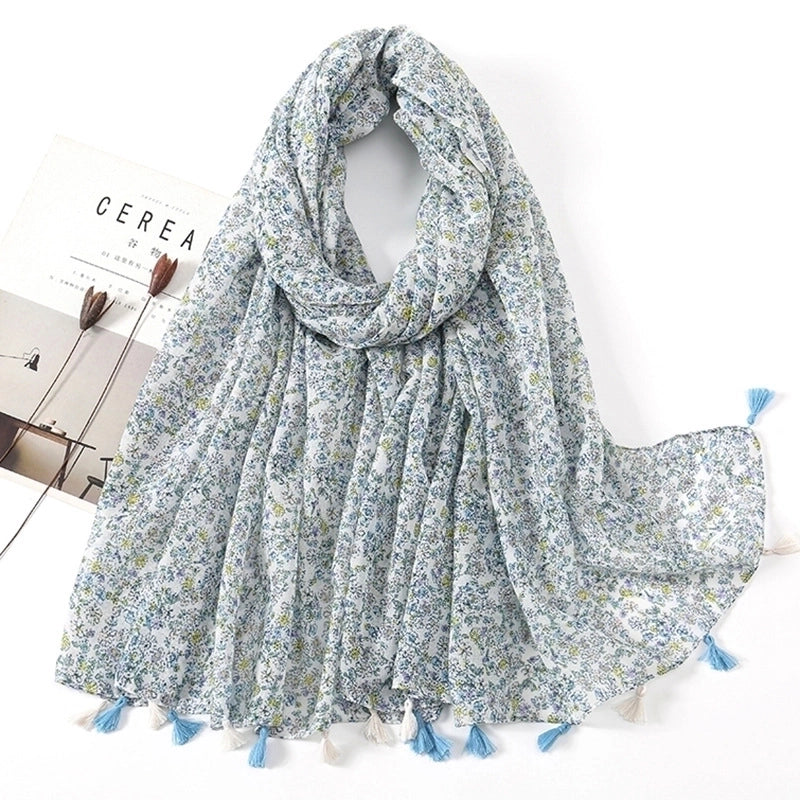 Women's Sweet Flower Voile Printing Silk Scarf