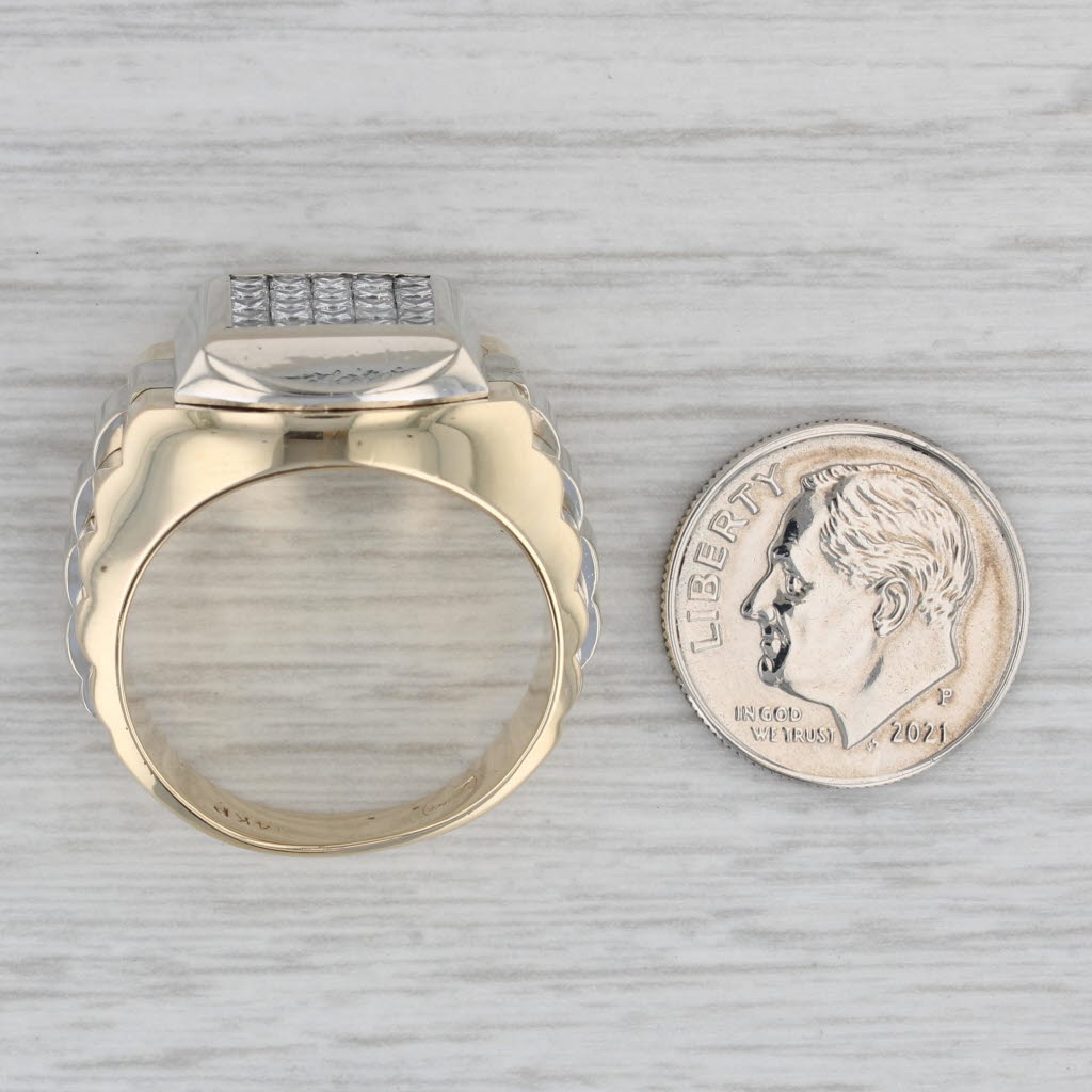 1.25ctw Princess Diamond Men's Ring 14k Yellow White Gold Size 10.25