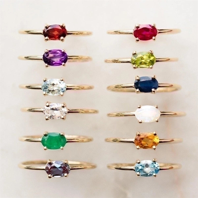Copper Geometric Zircon Rings