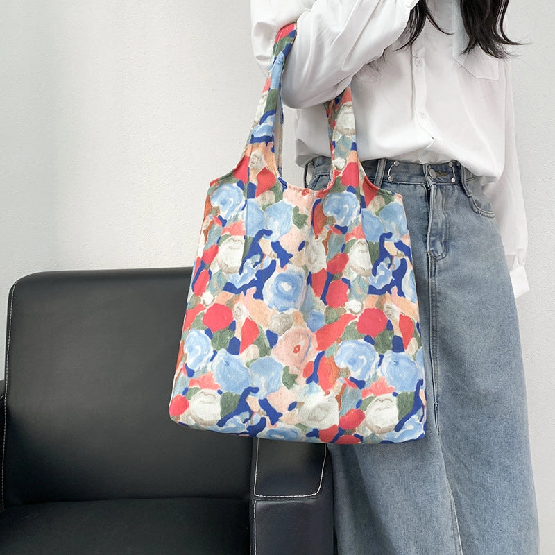 Women's Canvas Printing Classic Style Square Open Canvas Bag