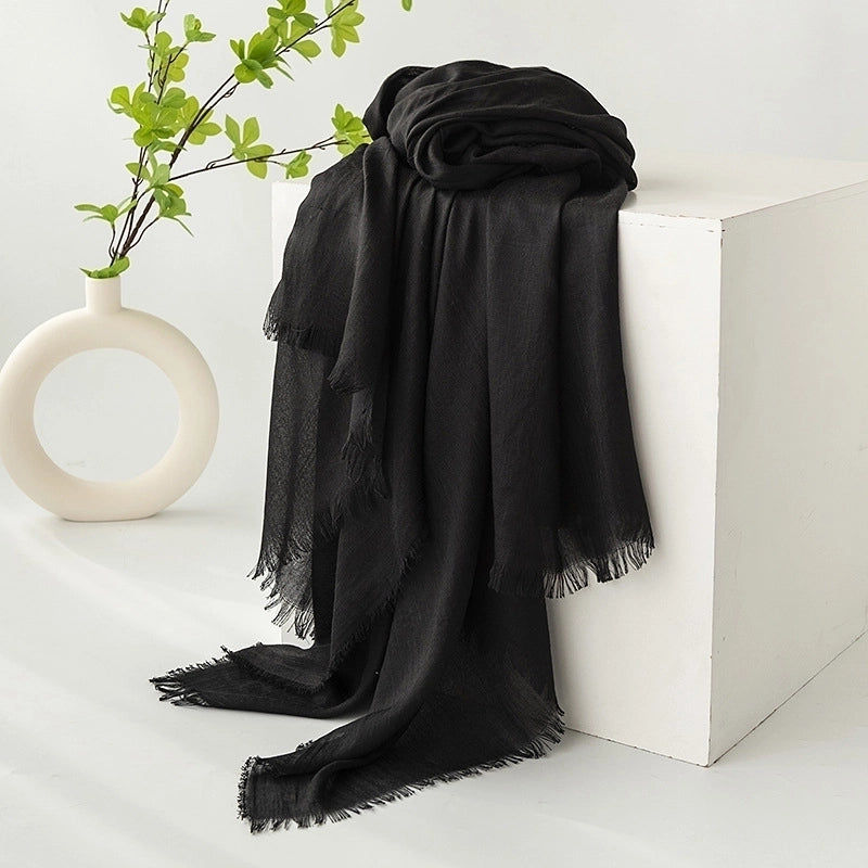 Women's Minimalist Solid Color Polyester Silk Scarf