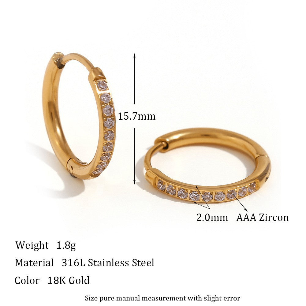 Fashion Circle Geometric Stainless Steel 18K Gold Plated Earrings