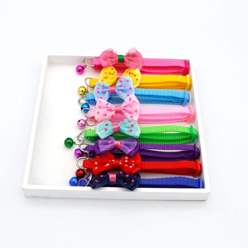 Pet Collar Multi-color Optional Puppy Teddy Collar Kitten Bow Collar Colorful Bell Adjustable