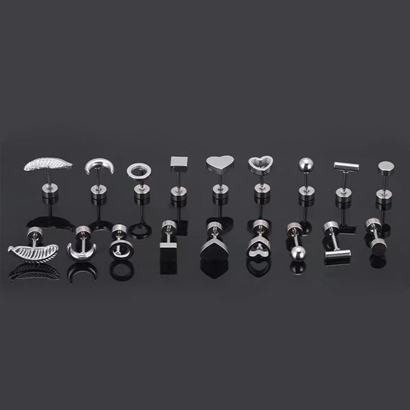 1 Pair Minimalist Moon Heart Shape Plating 304 Stainless Steel 18K Gold Plated Ear Studs