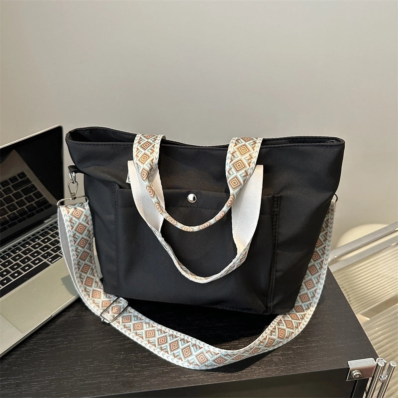 Women's Canvas Solid Color Classic Style Zipper Crossbody Bag