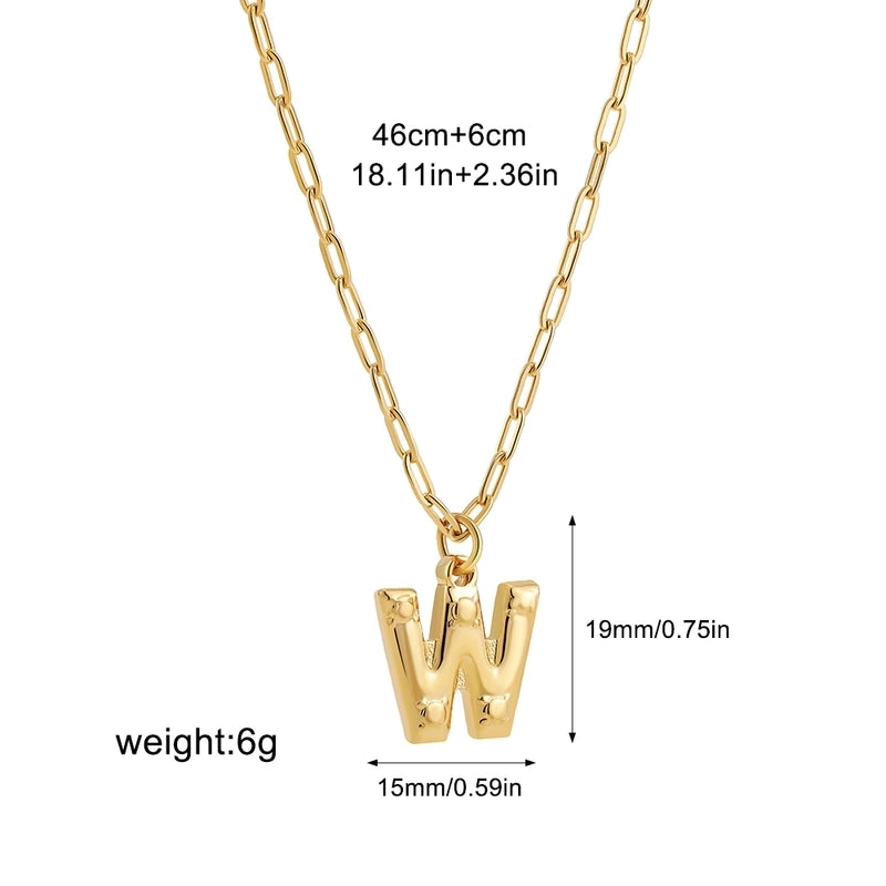 Preppy Style Solid Color Shiny Letter 304 Stainless Steel Pendant Necklace