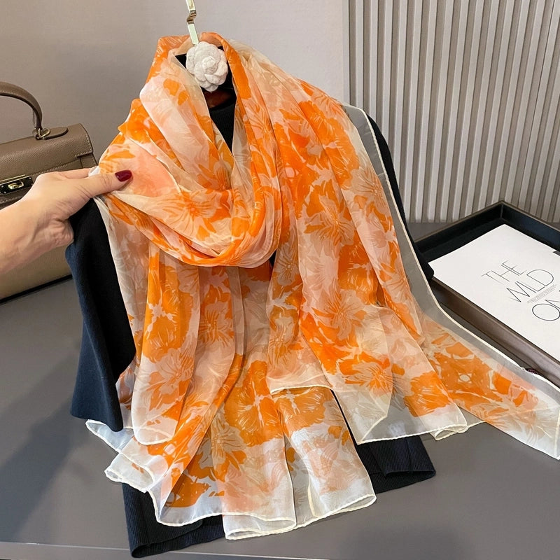 Spring And Summer New Yourou Silk Scarf Large Size Printed Beach Towel Dot Travel Vacation Sunscreen Scarf Women's Spot