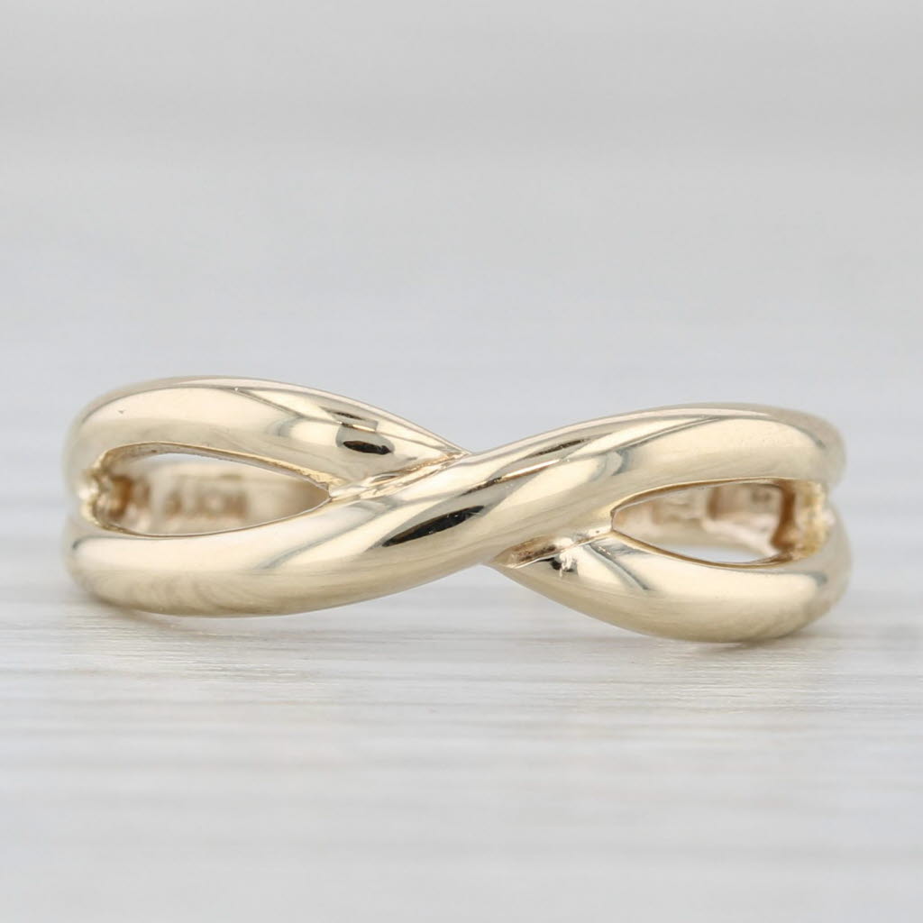 Knot Woven Band Cross Over Toe Ring 10k Yellow Gold Adjustable Size