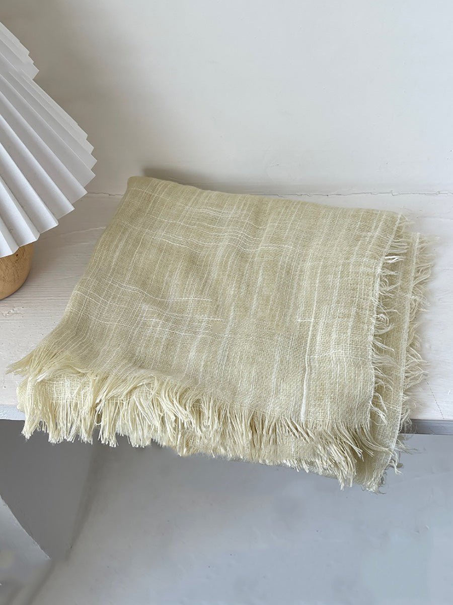 Women Vintage Pure Color Tassel Shawl Scarf