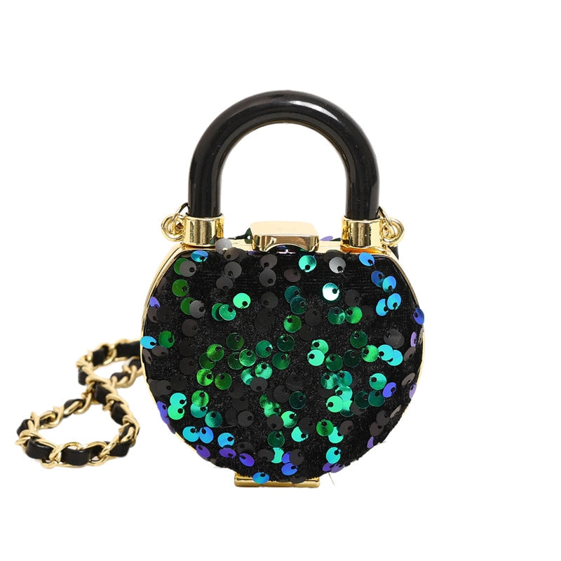 Women's Mini Canvas Heart Shape Streetwear Heart-shaped Lock Clasp Shoulder Bag