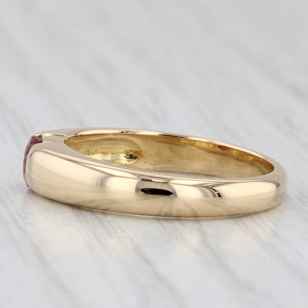 0.50ct Oval Ruby Solitaire Ring 18k Yellow Gold Size 6.5 Stackable Band