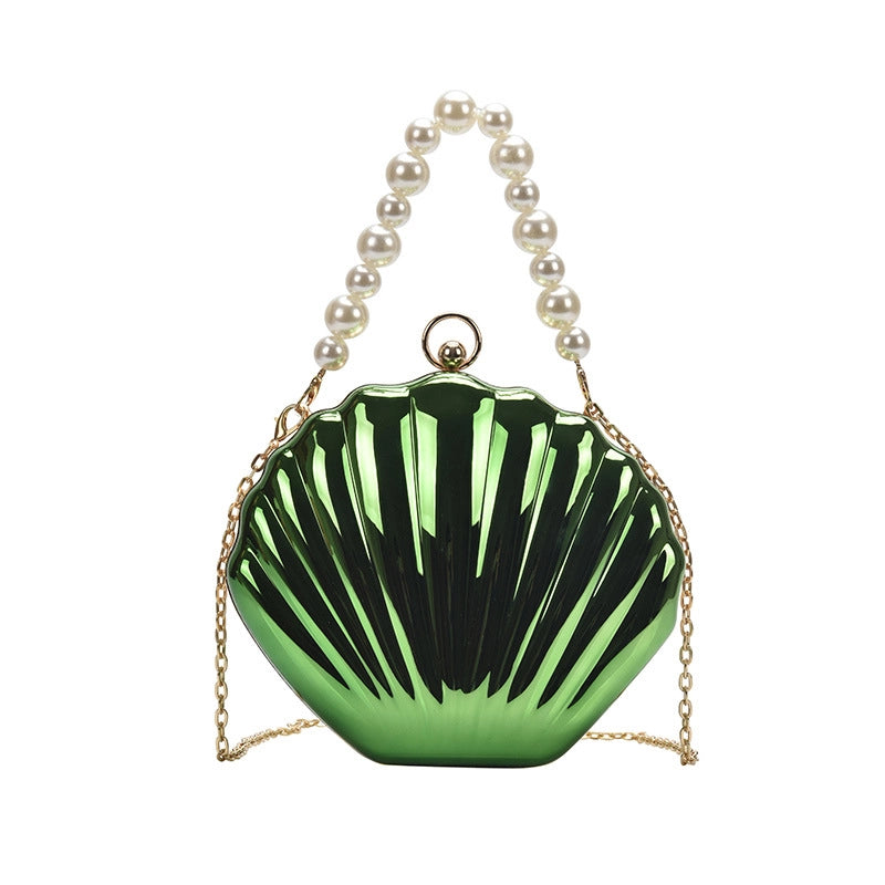 Gold Silver Black Arylic Solid Color Pearls Shell Evening Bags