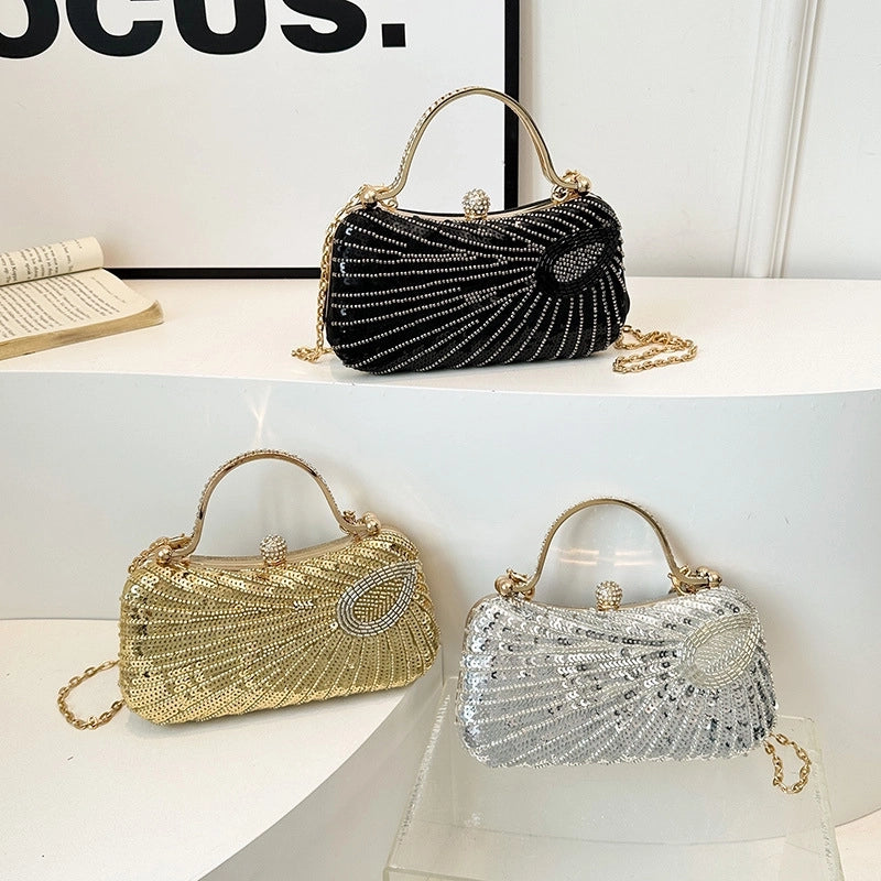 Silver Gold Black PVC Solid Color Sequins Square Evening Bags