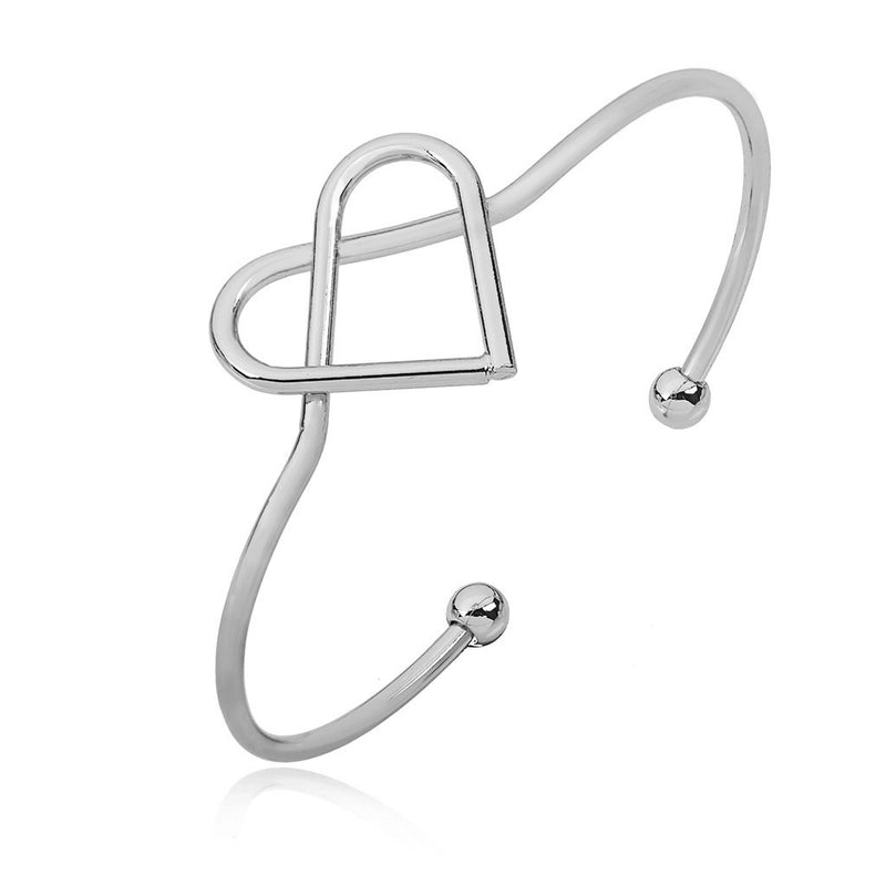 Alloy Gold Plated Silver Plated Fashion Plating Inlay Heart Shape Feather Bow Knot Bangle
