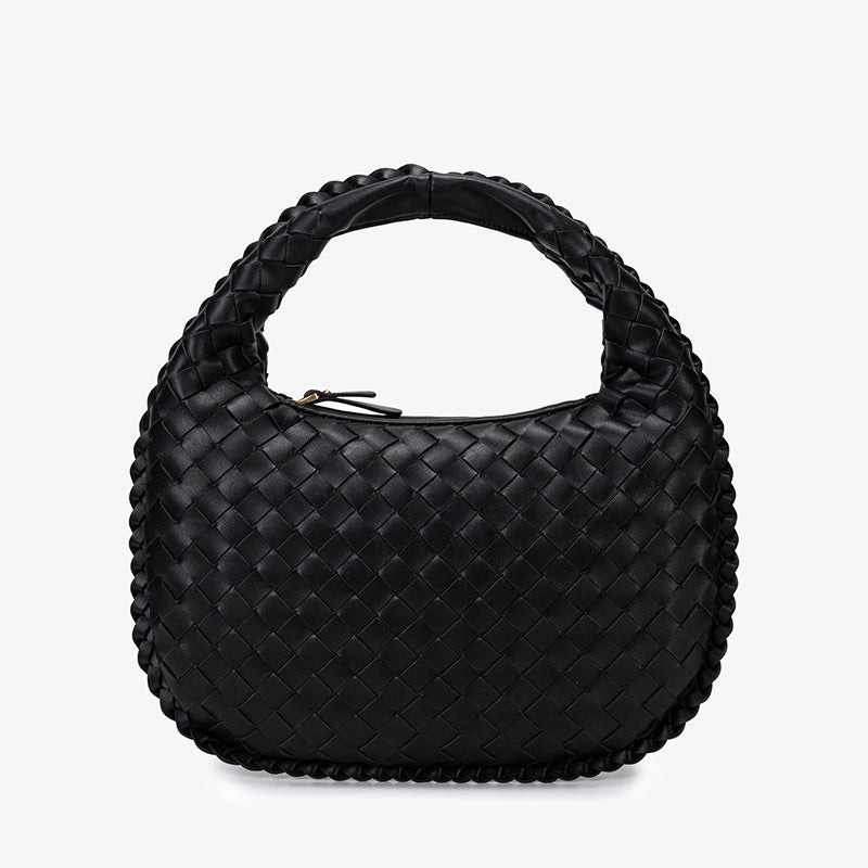 Women's All Seasons Pu Leather Solid Color Basic Oval Zipper Handbag