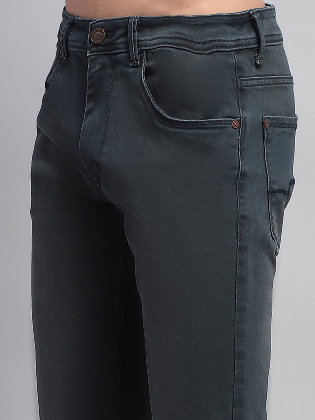 Men Blue Solid Skinny Fit Denim