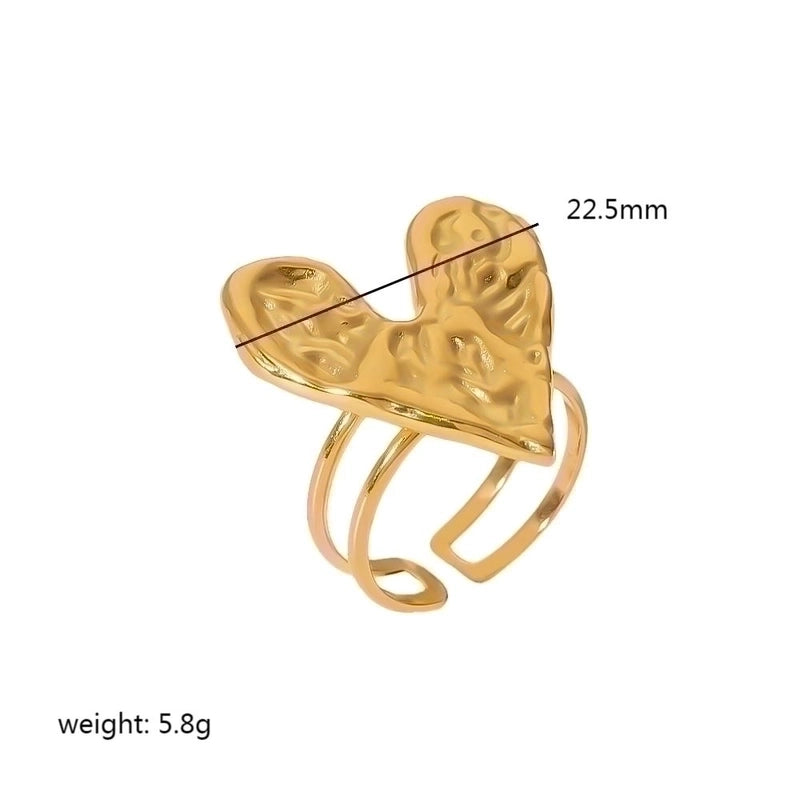 Elegant Minimalist Heart Shape Stainless Steel Plating 18k Gold Plated Rings Necklace