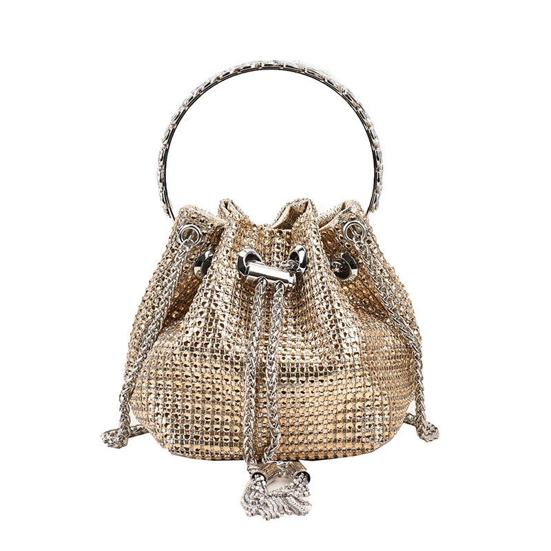 Women's Pu Leather Solid Color Streetwear Bucket String Shoulder Bag Handbag Crossbody Bag