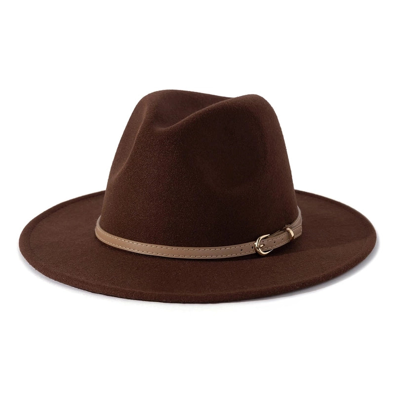 Fashion Flat Top Hat Women's British French Socialite Elegant Felt Hat Autumn And Winter Warm Jazz Hat Men's