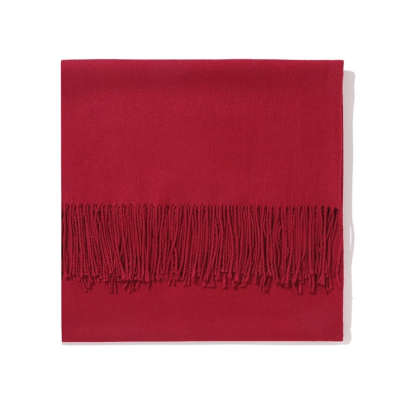 250g Autumn And Winter New Warm Thick Cashmere Texture Solid Color Couples Long Scarf Air Conditioning Tassel Shawl