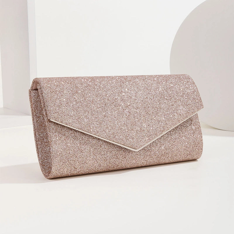 Red Black Gold Polyester Solid Color Square Clutch Evening Bag