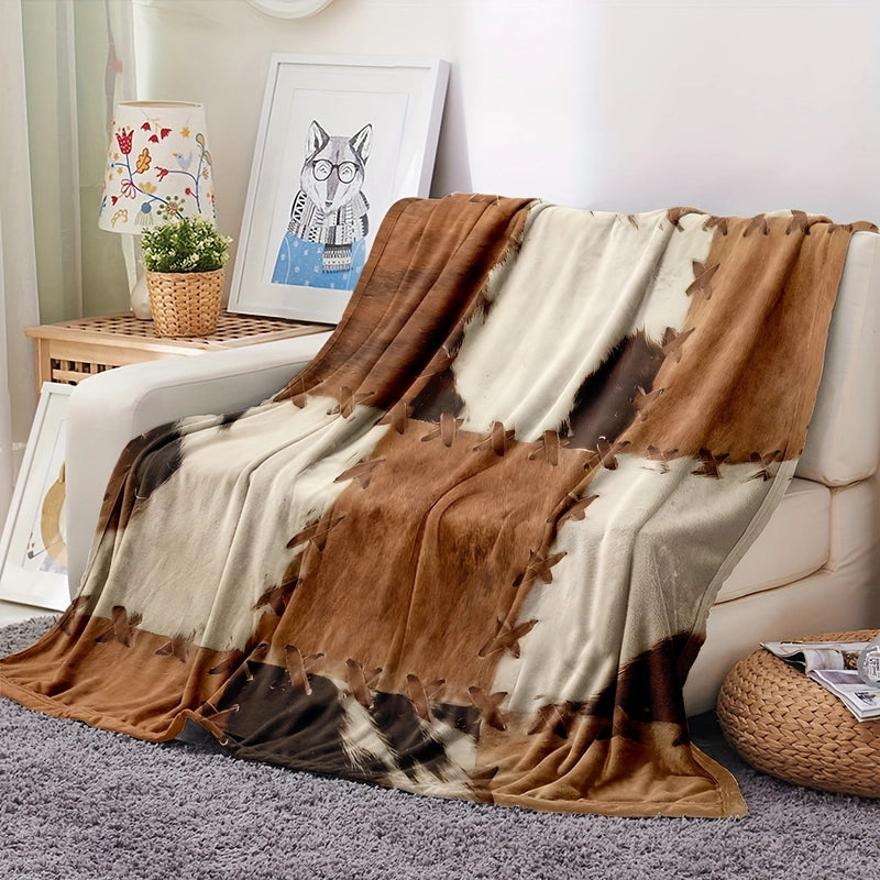 Casual Cow Pattern Color Block Polyester Blanket Couch & Sofa Decor