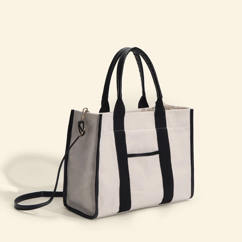 Women's Large All Seasons Canvas Color Block Streetwear Square Zipper Handbag