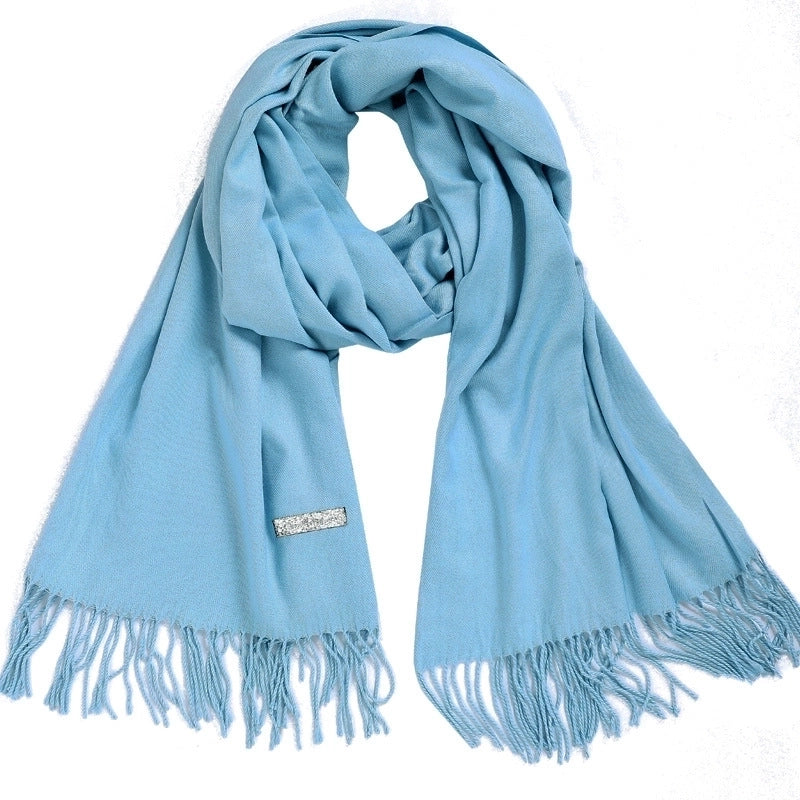 Women's Minimalist Tassel Solid Color Imitation Cashmere Scarf