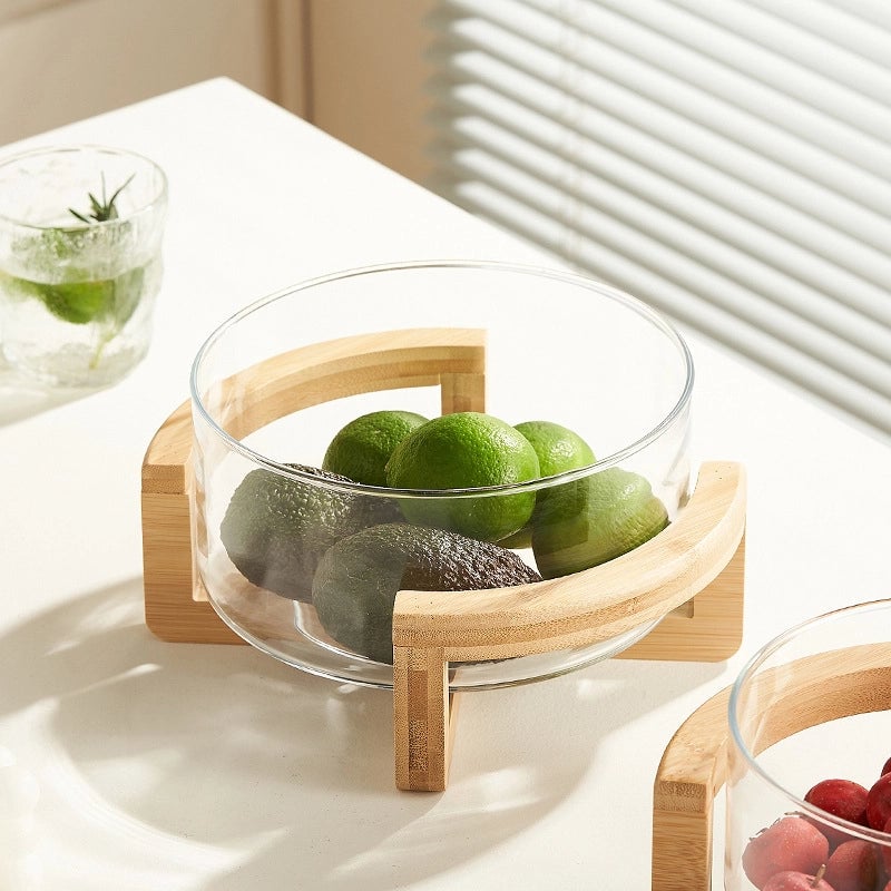 Casual Solid Color Wood Glass Fruit Plate Fruit Fork 1 Piece