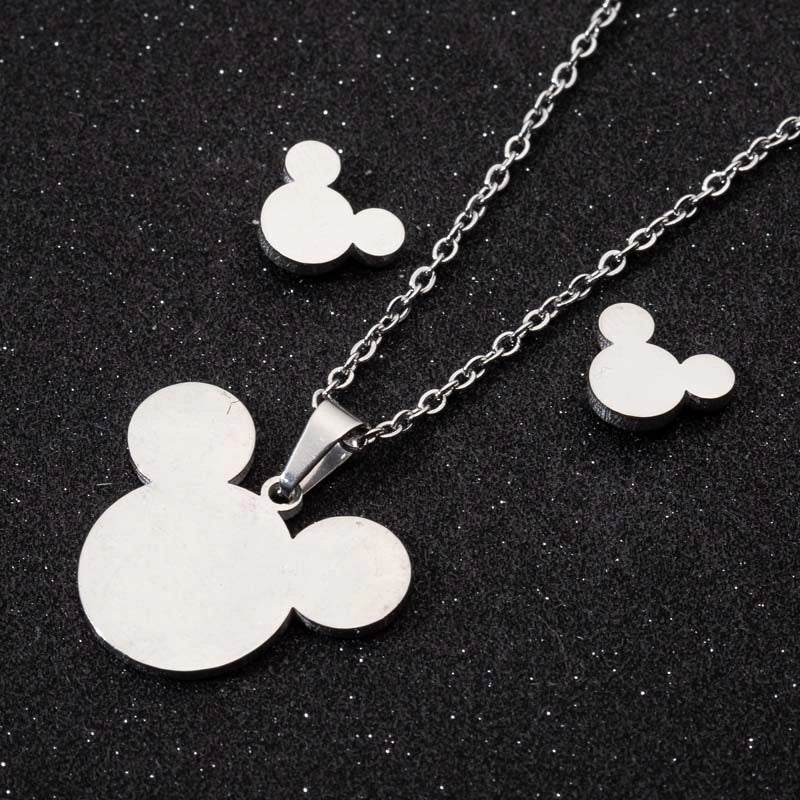Minimalist Geometric Leaf Heart Shape Stainless Steel Plating Earrings Necklace 1 Set